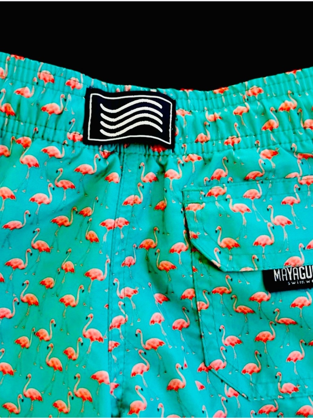 🦩 MAYAGUANA Luxury Boys Swim Trunks | Avant-Garde Flamingo | 2T-3T | PREOWNED